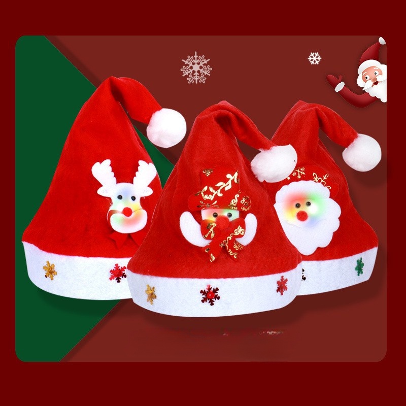 Mũ Ông Già Noel Tuần Lộc Giáng Sinh Năm Mới Có Đèn led Dành Cho Trẻ Em Và Người Lớn