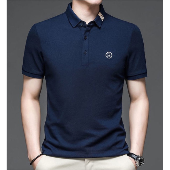 Áo Phông Polo Nam Cao Cấp Áo Thun Có Cổ Thêu Chữ H Thể Thao Chất Vải Thun Cá Sấu Phối Vải Cá Sấu Cotton Phom Suông