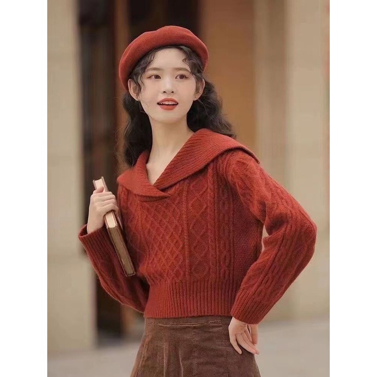 Áo Len Tay Dài Cổ Búp Bê Phong Cách Thời Trang Thu Đông Kiểu Mới