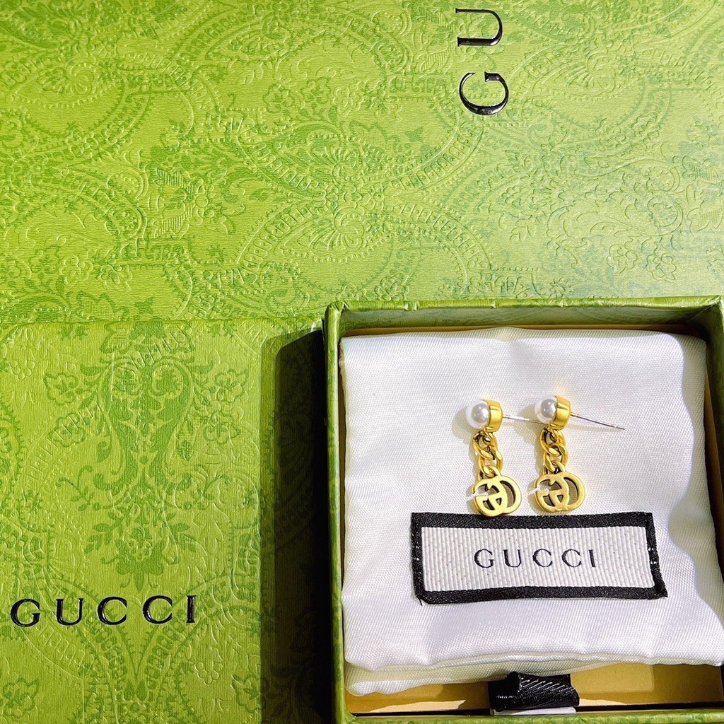 Bông Tai Gucci Bằng Thép Titan Chống Thấm Nước Không Gỉ Hình Chữ gg Đôi Thời Trang Cho Nữ