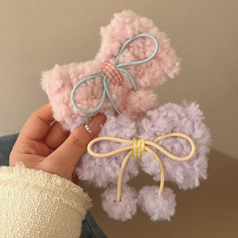 Shanlin Kẹp Tóc Hình Nơ Bằng Lông Nhung Phong Cách Hàn Quốc / Nhật Bản
