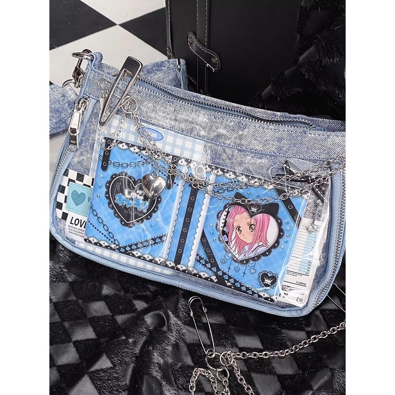 Mới Túi Xách Đeo Vai Hình Vuông Cỡ Lớn Hai Chiều Bằng Vải denim Hai Chiều y2k Thời Trang Cho Nữ haobing Biqu