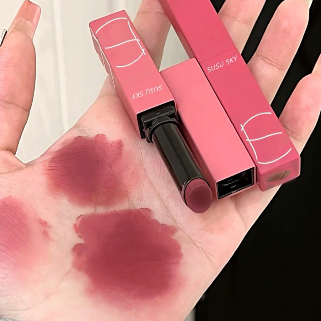 Susu Matte Thin Tube Son Môi Son Môi Trà Sữa Đậu Dán Màu Tăng Cường Da Làm Trắng Da
