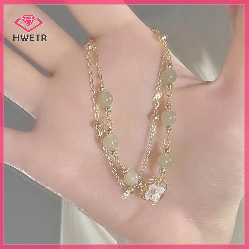 Vòng Tay Hai Lớp Đính Hạt Hình Hoa Phong Cách Trung Quốc Thanh Lịch Cho Nữ Mới