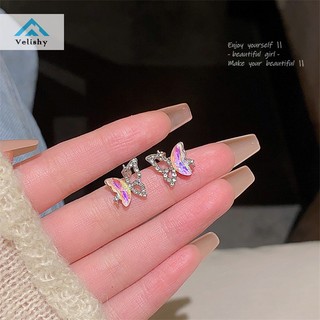 Khuyên Tai Hình Bướm Đính Đá zircon Đơn Giản Cho Nữ