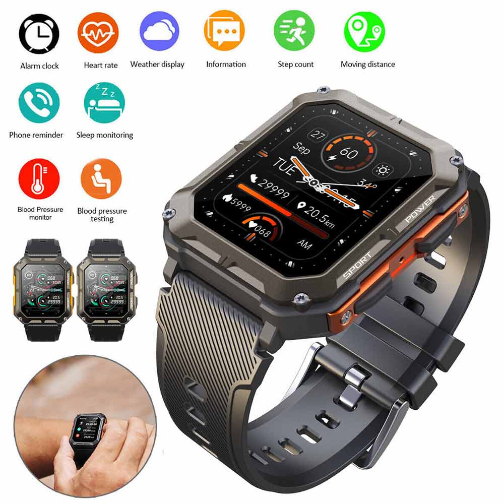Smart Watch For Men Fitness Tracker IP68 Waterproof Smartwatch Men Outdoor Bluetooth Call Watch
