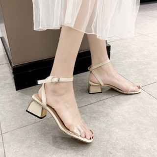 Giày cao gót sandal đế vuông dây cài cổ chân quai trong cg-0445