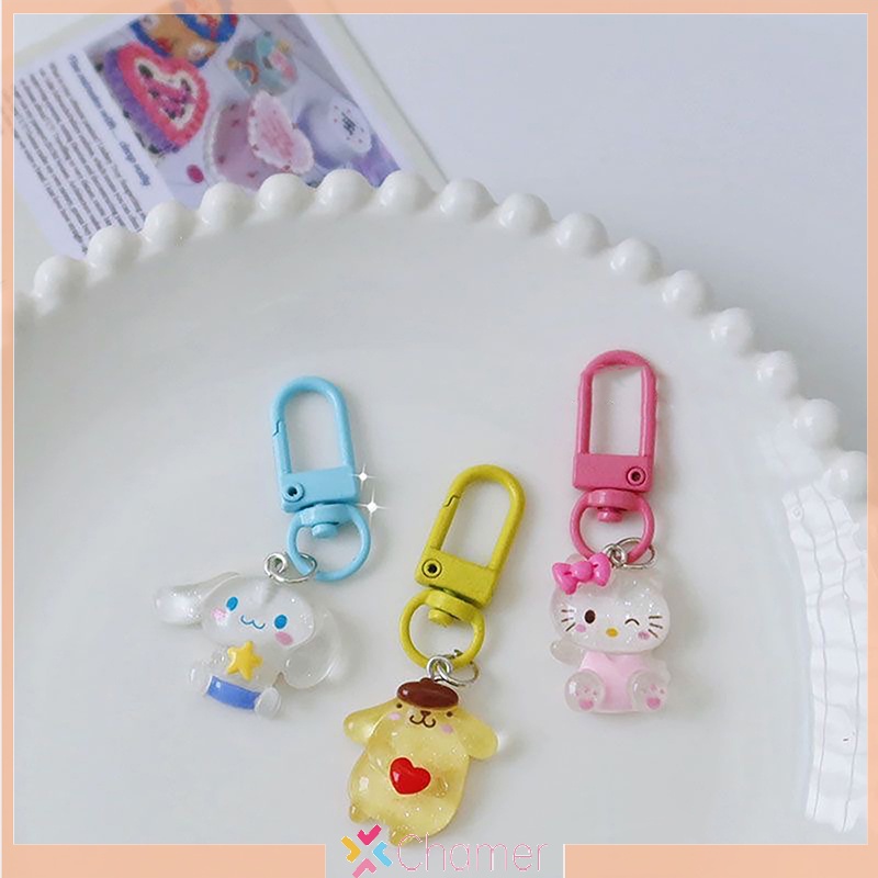 SANRIO  Móc Khóa Hình Cuộn Dây Ruy Băng Hoạt Hình my melody Dễ Thương Trang Trí Xe Hơi Mới