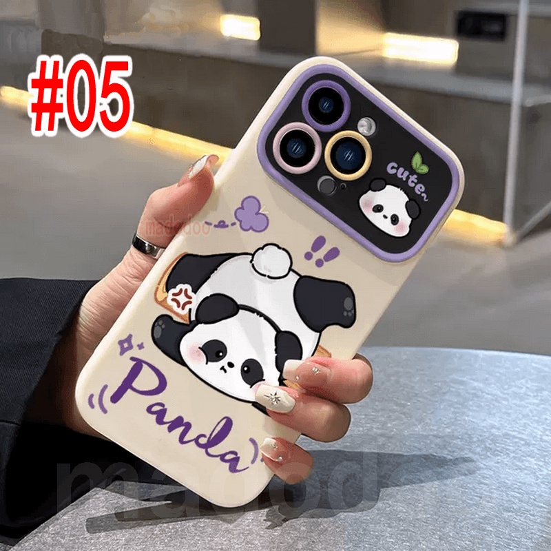 Ốp lưng Cartoon Samsung Galaxy A54 A34 A24 A14 A73 A53 A33 A23 A72 A52 A52S A32 A22 LTE M32 M22 4G 5G Cute Naughty Panda Fine Hole Large window Anti-fall Soft Phone Case Cover DSC 05