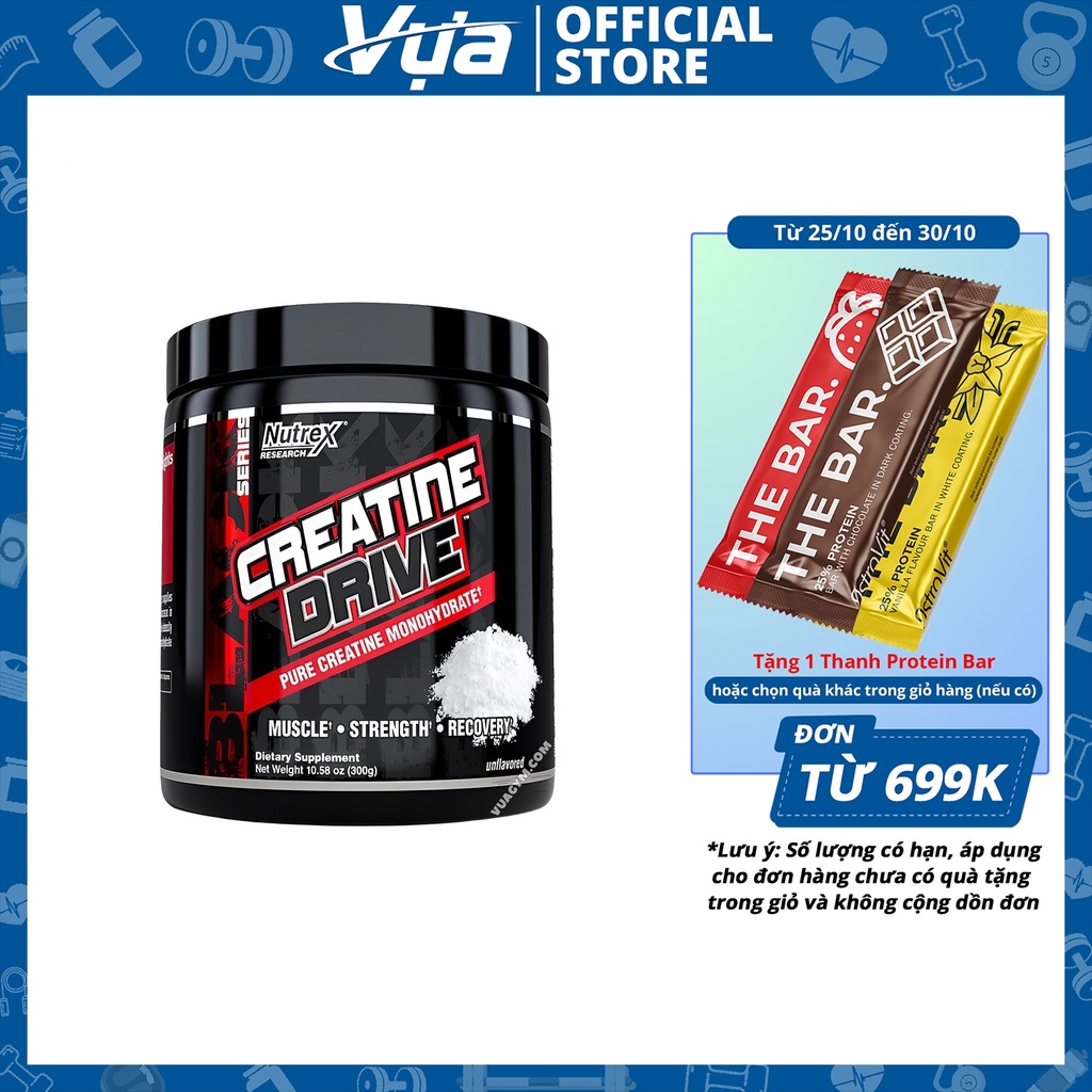 Bột Nutrex - Creatine Drive (300g) - Tăng Sức Mạnh và Khối Lượng Cơ Bắp Chính Hãng