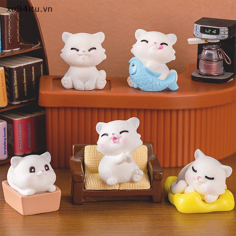 Xoitu Tượng Mèo Trắng Hoạt Hình Mini Dễ Thương Trang Trí Tiểu Cảnh diy vn