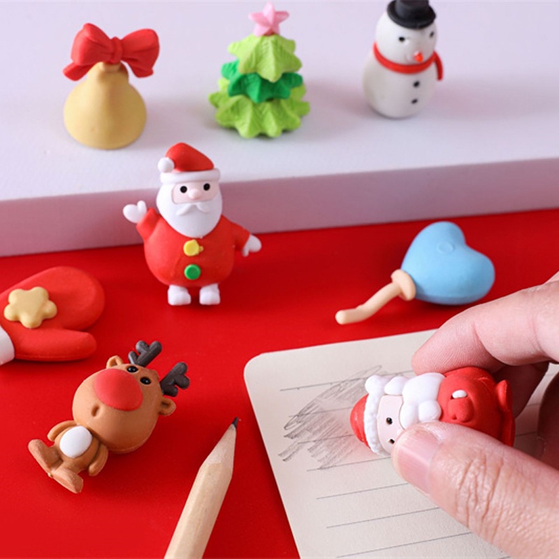 Santa Claus Cao Su Tẩy Sửa Đổi Phong Cách Hoạt Hình Văn Hóa Sinh Viên Học Tập Văn Phòng Phẩm Cao Su Đàn Hồi Bền Cọ Xát | Cici01