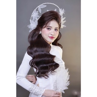 Bộ đôi mấn mỹ nhân kèm quạt dùng cho cô dâu áo dài mới nhất T11- 2024 Phụ kiện cưới Giang