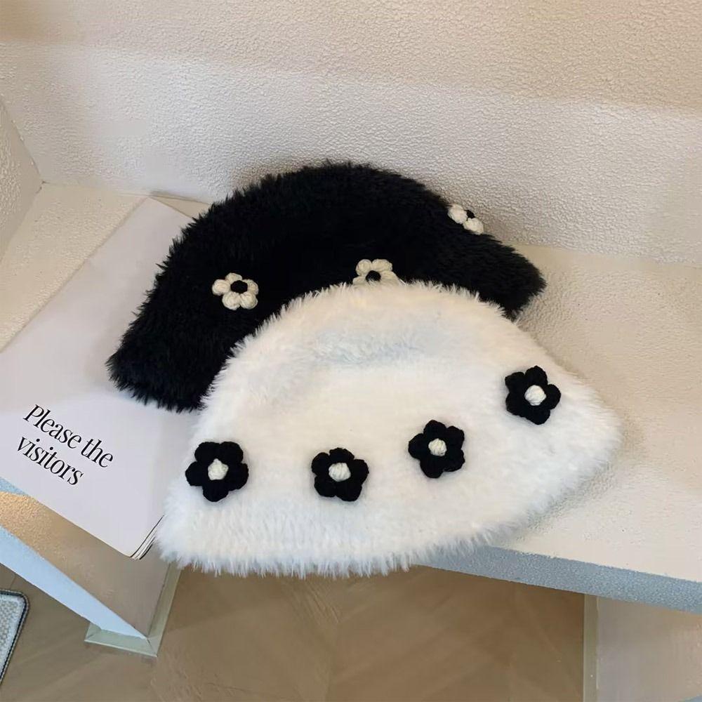 Mũ beanie Dệt Kim Dày Dặn Màu Trơn Giữ Ấm Tai Thời Trang Mùa Đông