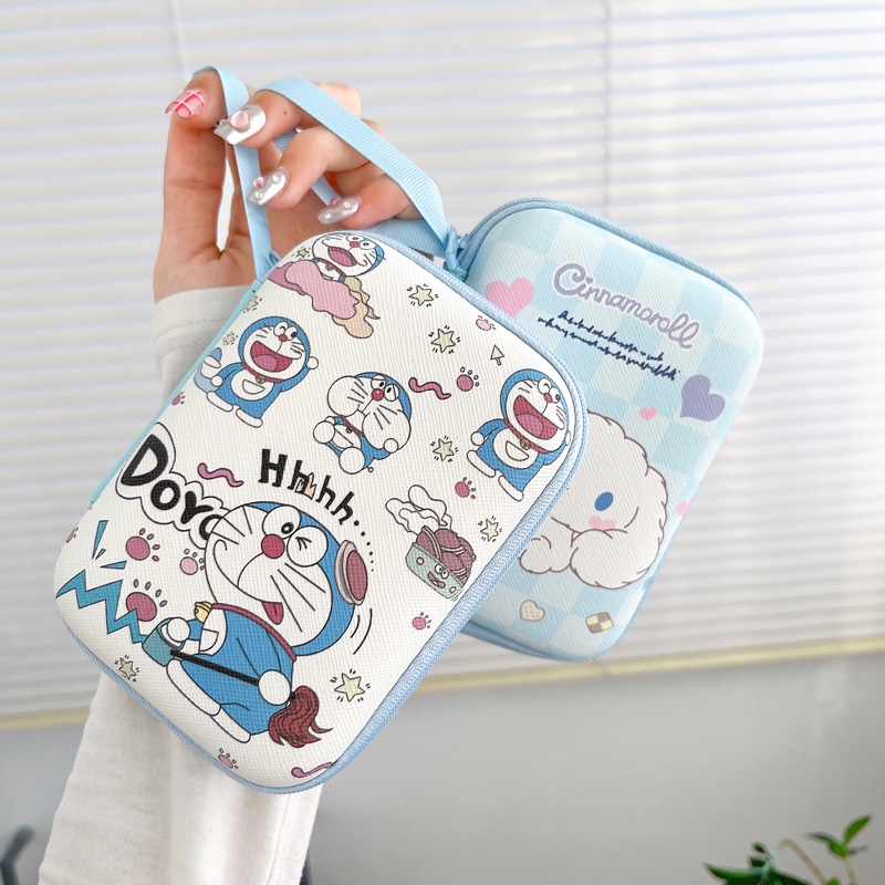 Pu Túi Da Đựng Tiền Xu / Tai Nghe / Dây Cáp Sạc usb Có Khóa Kéo In Họa Tiết Hoạt Hình Dễ Thương