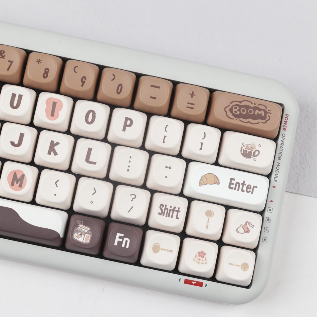 Chocolate Coffee Keycaps MOA Profile Hoạt Hình PBT DYE SUB Bàn Phím Cơ Keycap