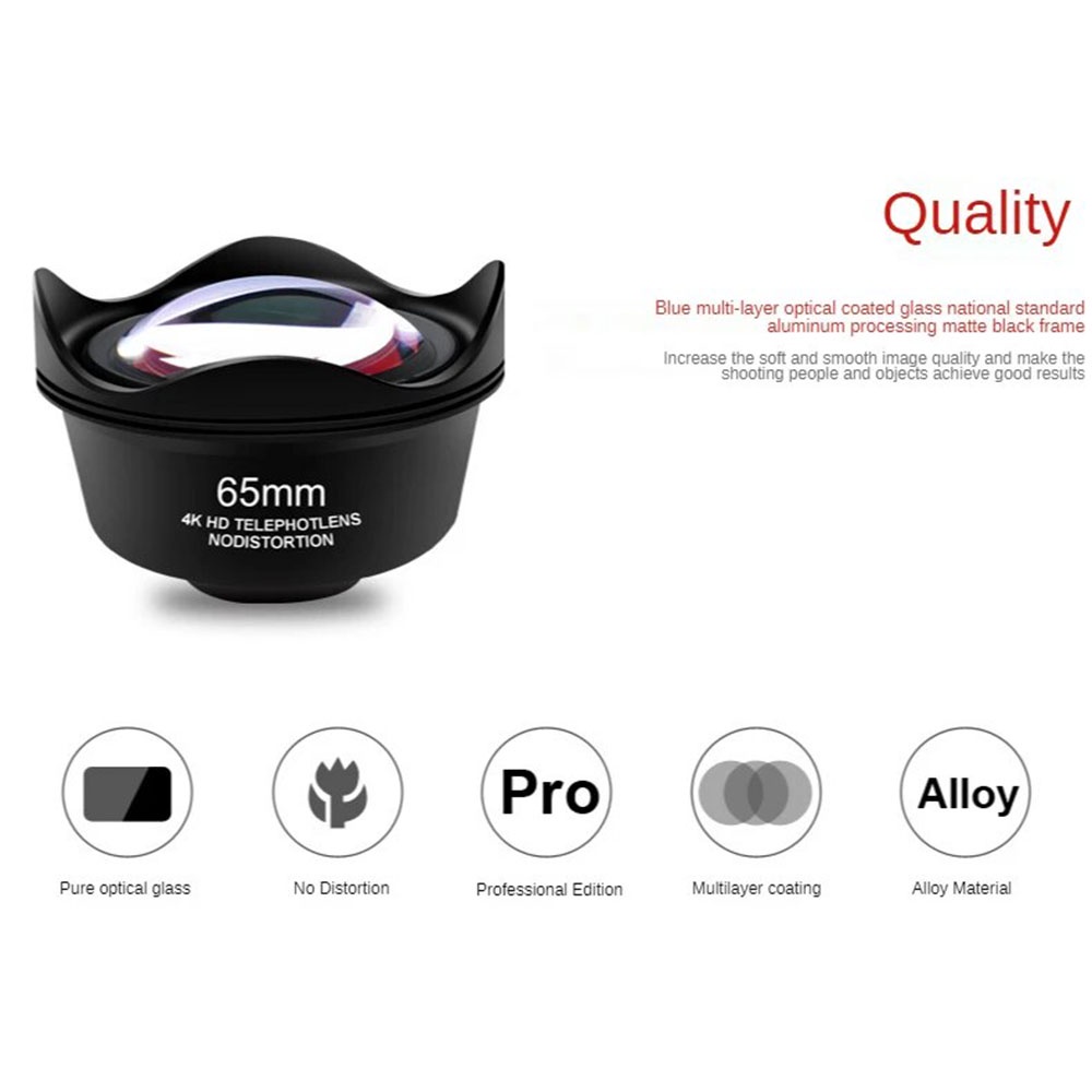 Ống Kính telephoto 65mm 4k hd 2.5x 65mm Cho Điện Thoại iphone 14 15 pro max