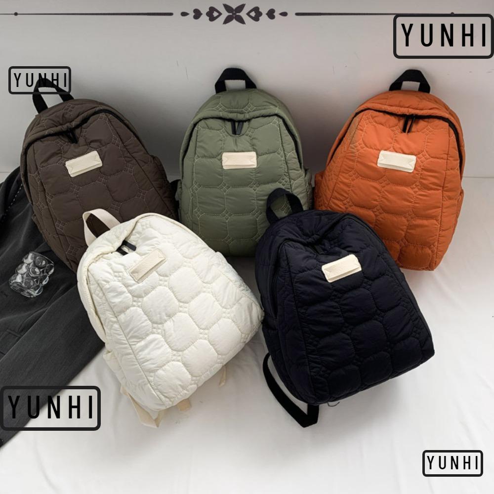 Yunhi Ba Lô Vải canvas Mềm Màu Trơn Thiết Kế Đơn Giản