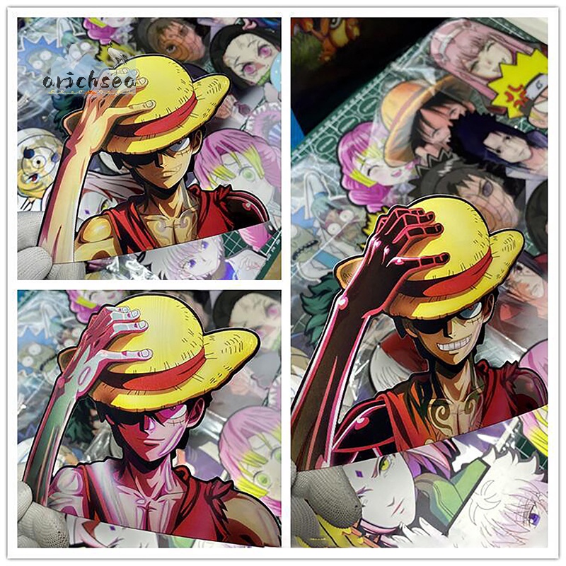 Miếng Dán Trang Trí Xe Hơi Ván Trượt Họa Tiết Hoạt Hình one piece luffy five gear sun god nika 3d