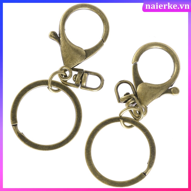 Set 2 Móc Khóa Hình Tôm Hùm + 2 Vòng Tròn Bằng Kim Loại