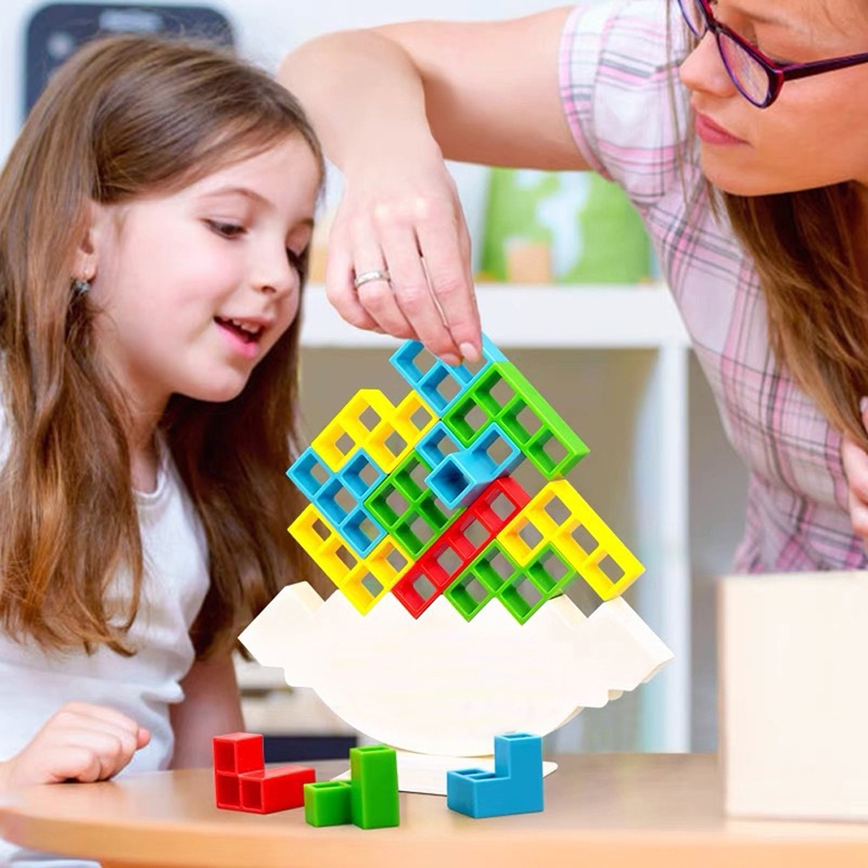 TETRA TOWER GAME RUSSIAN BUILDING BLOCKS STACKING TOYS ТЕТРИС BALANCE TOWER PUZZLE BOARD GAME KIDS DIY ASSEMBLY RUSSIAN PUZZLE