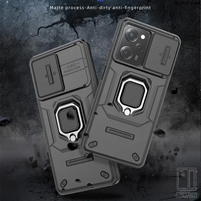 For Xiaomi Redmi Note 12 Turbo Note12 Pro Plus 12S 5G 4G Shockproof Phone Case Ring Armor Magnetic Holder Stand Camera Protection Lens Cover