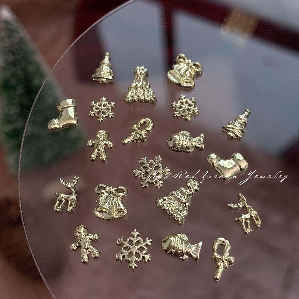 Mxfashionestore set 10 Phụ Kiện Đá Trang Trí Móng Tay Chủ Đề Giáng Sinh