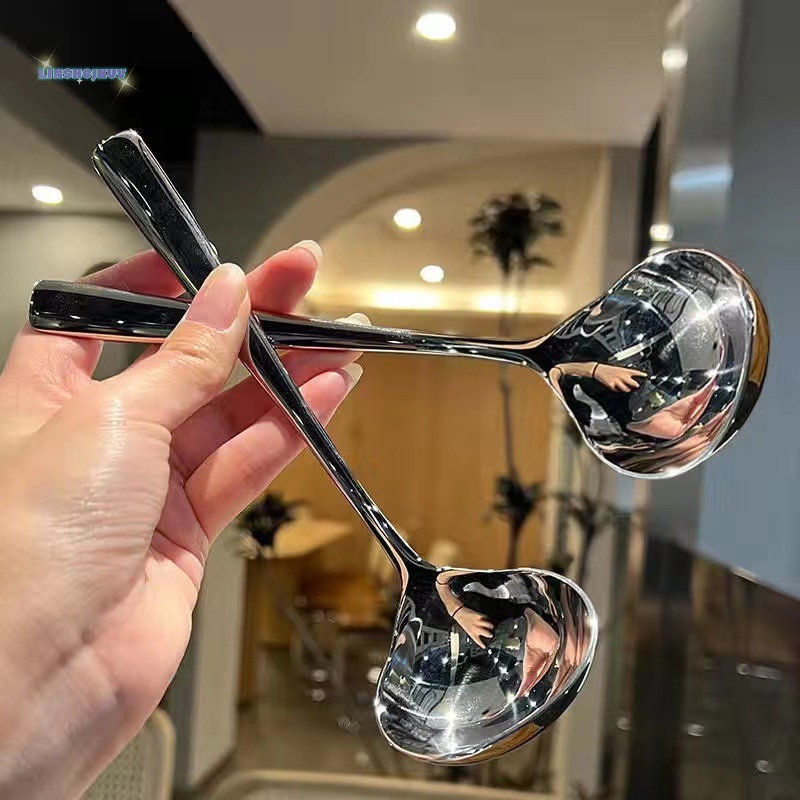 Vá Múc Canh Bằng Thép Không Gỉ  Tay Cầm Dài Dày Dặn Cho Nhà Bếp