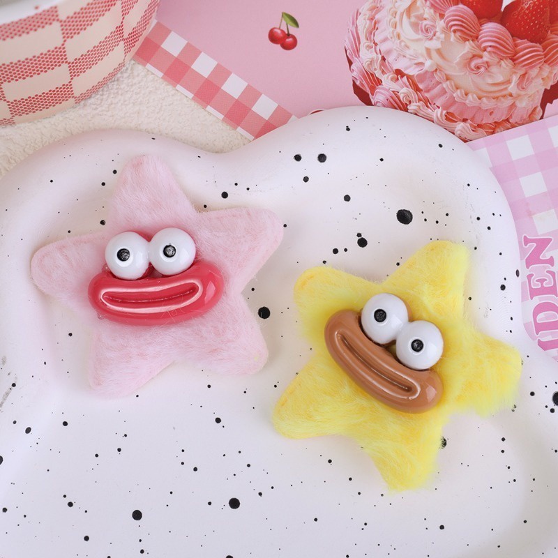 Set 1 / 5 Kẹp Tóc Mỏ Vịt Đính Búp Bê Ngôi Sao Mắt To Dễ Thương Cho Nữ
