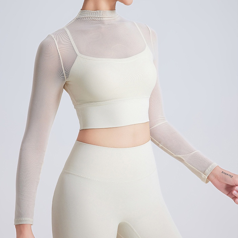 Áo Thể Thao Dài Tay Phối Lưới Tập yoga Chạy Bộ Nhanh Khô Gợi Cảm