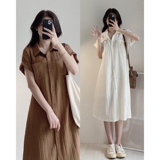 Đầm sơ mi dáng dài tay ngắn kèm váy 2 dây siêu hot, Váy sơ mi đũi dáng dài tặng kèm váy 2 dây