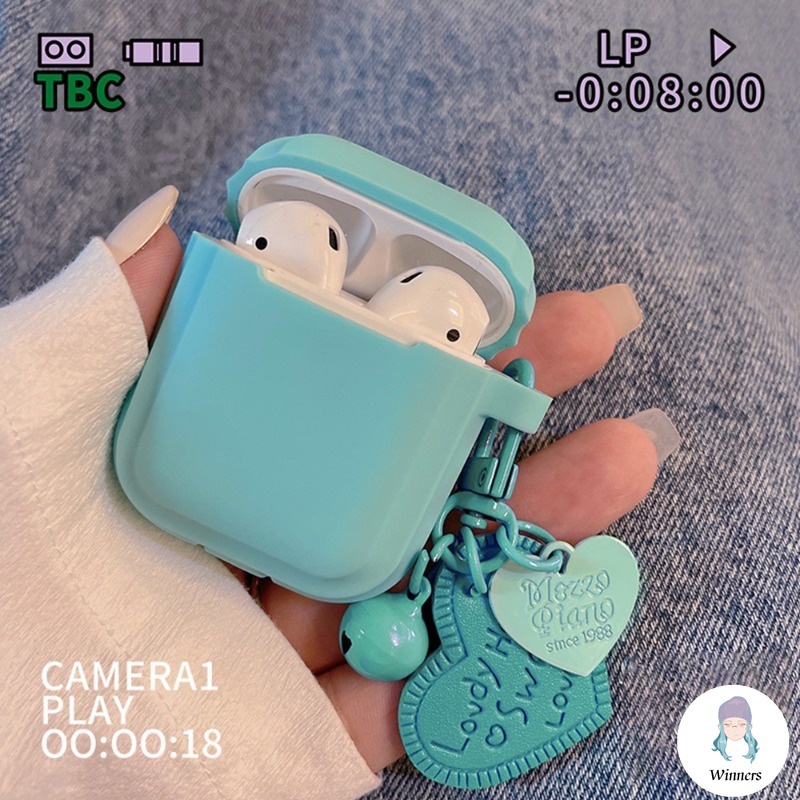 Vỏ Bảo Vệ Hộp Sạc Tai nghe không dây Airpods 1 / 2 / 3 / pro Hình Vòng Tay Trái Tim Màu Xanh Da Trời