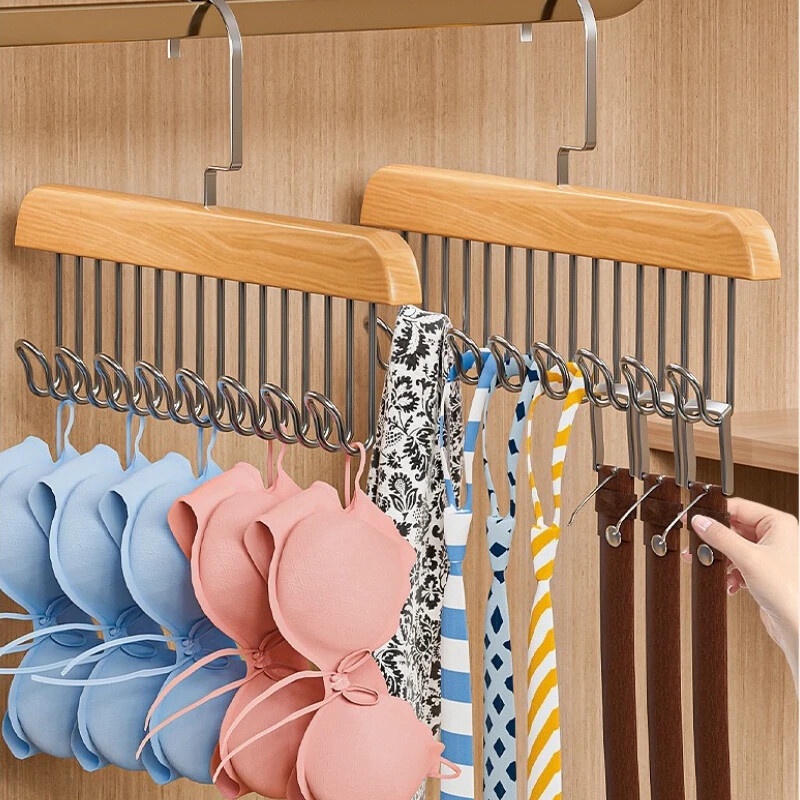 Móc Treo Cà Vạt / Đồ Lót 8 Móc Bằng Gỗ Đa Năng Tiện Dụng Cho Gia Đình