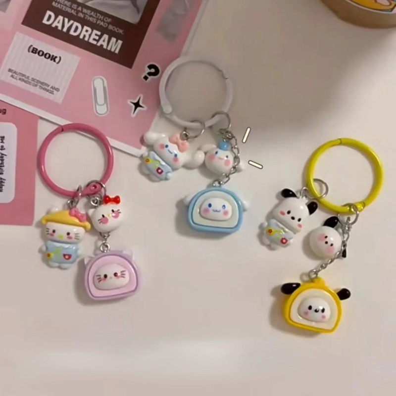 Kawaii sanrio Móc Khóa Hình Búp Bê anime kuromi melody cinnamoroll mini Dễ Thương Dùng Làm Quà Tặng Sinh Nhật Bé Gái