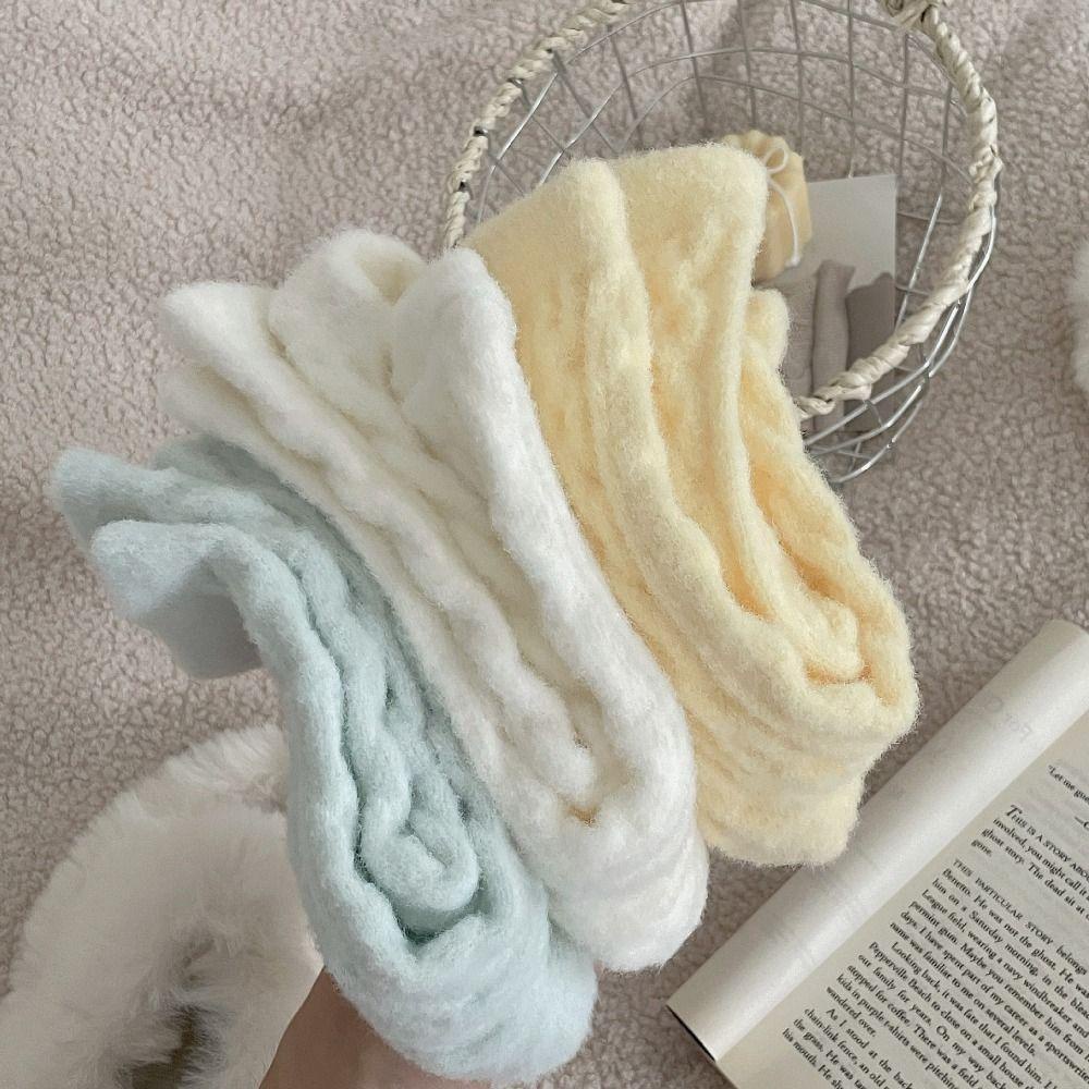 Kent1 Đôi Vớ cotton Phối Nhung Lông Cừu Dày Mềm Mại Màu Trơn Giữ Ấm Mùa Đông Cho Nữ