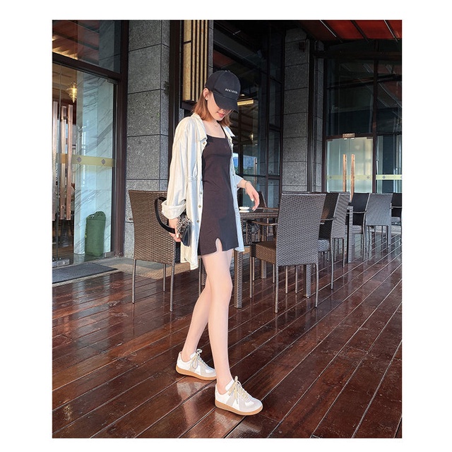 E1AG MM6 cowhide version Hong Kong style German training shoes 2023 spring new leather White shoes children's all-match flat sports casual shoes for men