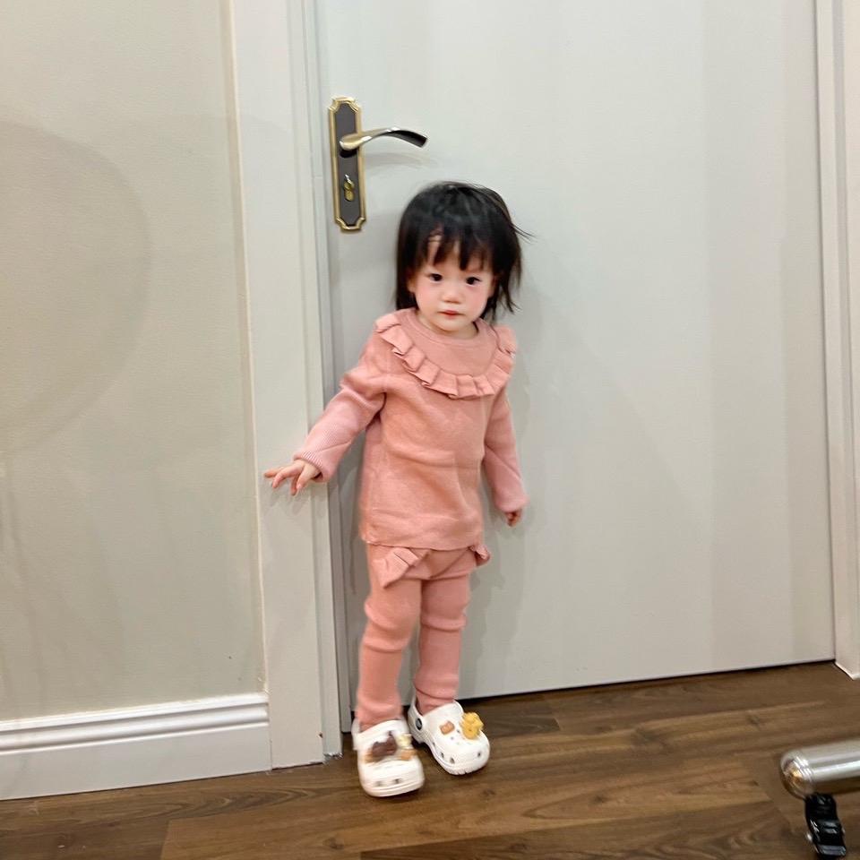 Set Len Cổ Bèo Hồng Baby Xinh Xắn Cho Bé Gái