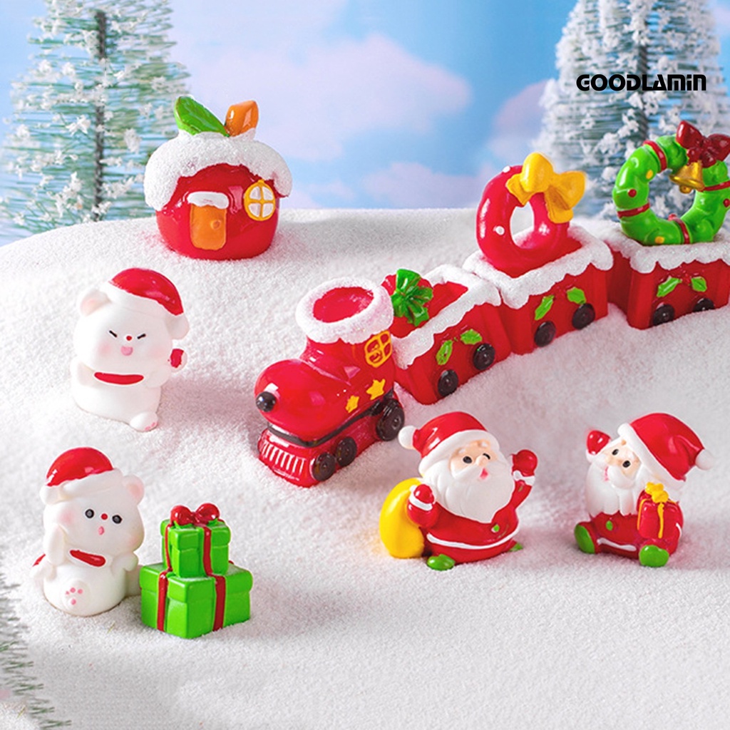Set 2 Hộp Quà Tặng Giáng Sinh mini Màu Trơn Hình Gấu Hoạt Hình Ông Già Noel Người Tuyết