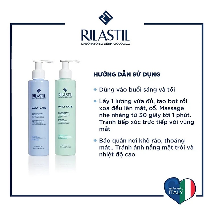 Sữa rửa mặt Rilastil Daily Care Cleansing làm sạch sâu, dịu nhẹ, cho mọi loại da 200ml