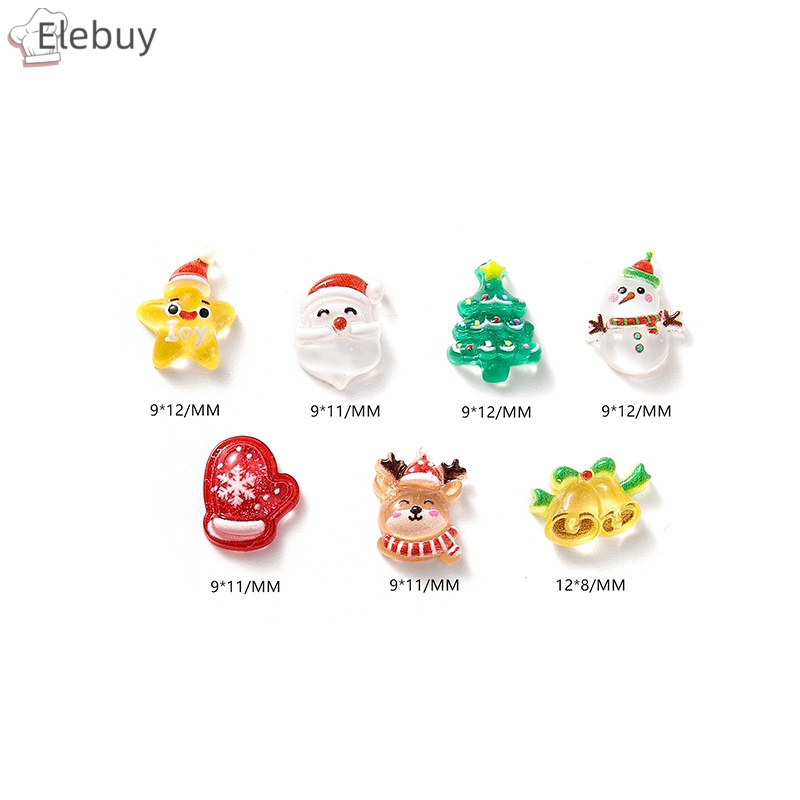 Set 10 Kẹp Tóc Nhựa Hình Người Tuyết Giáng Sinh mini Dễ Thương Phẳng Thuê-Mốt Bộ Sưu Tập Cây Cối