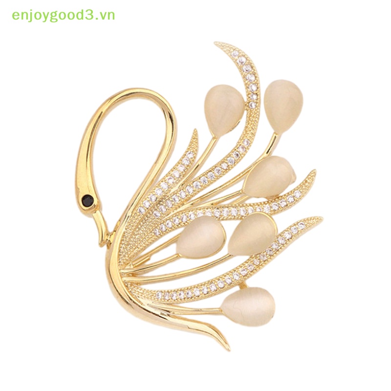 / / Trâm Cài Áo / / Trâm Cài Áo Hình Thiên Nga Đá Mắt Mèo Cá Tính Tinh Tế Chất Lượng Cao Phụ Kiện Trang Sức Cao Cấp