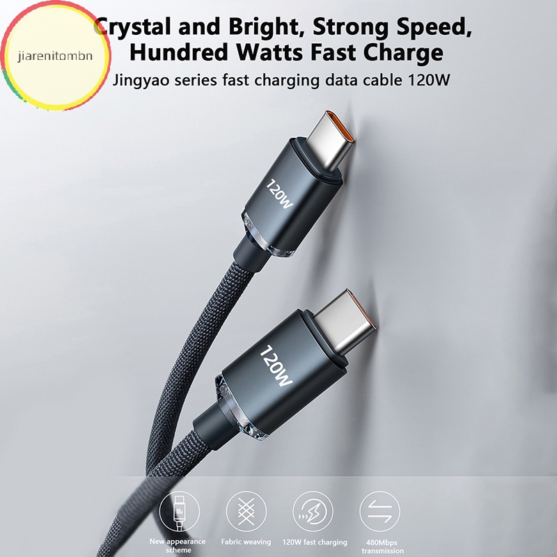 Jiarenitombn Dây Cáp Sạc Nhanh 120w 0.25m 1m 1.5m 2m Cho iphone 15 pro max xiaomi 13 oneplus poco oppo pd