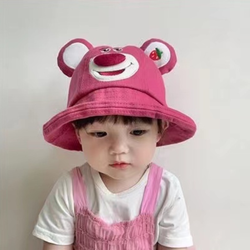 Lotso Nón Tai Bèo Vải cotton canvas Thêu Họa Tiết Gấu Và Dâu Tây Đáng Yêu Thời Trang Xuân Thu Cho Bé