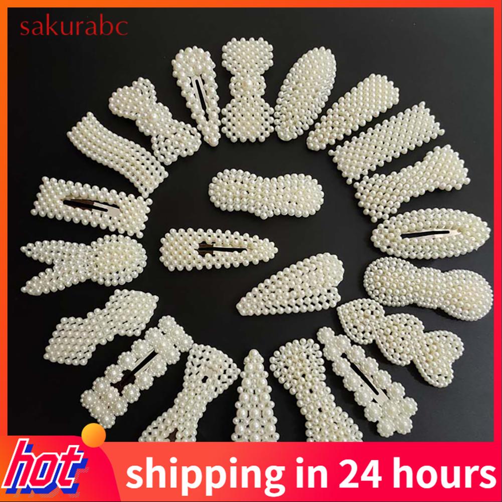 Sakurabc False Pearl Clip Fashionable Cute Side Bangs Headwear Barrettes Hair Accessories for Girls