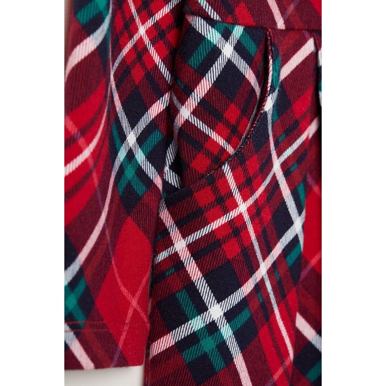 Đầm caro đỏ dài tay hàng H&M xuất xịn