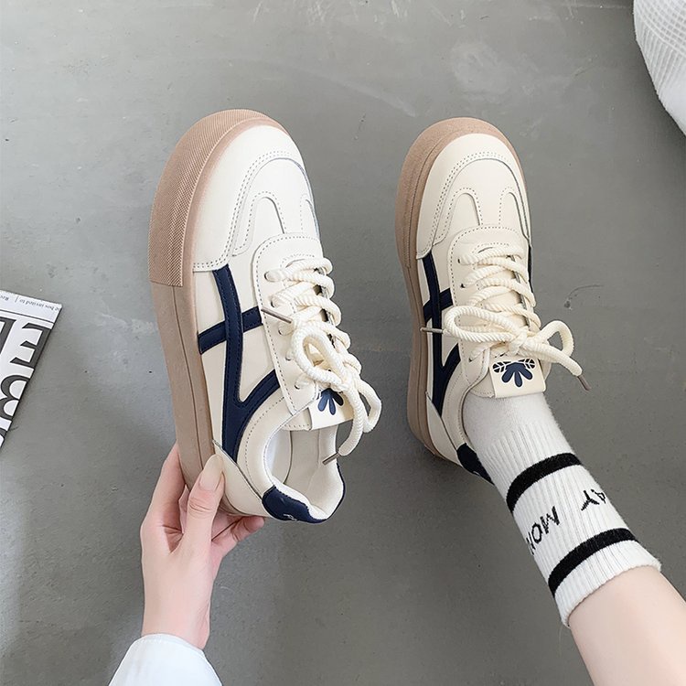 Giày Thể Thao Đế Bằng Màu Trắng Thời Trang Cho Nữ