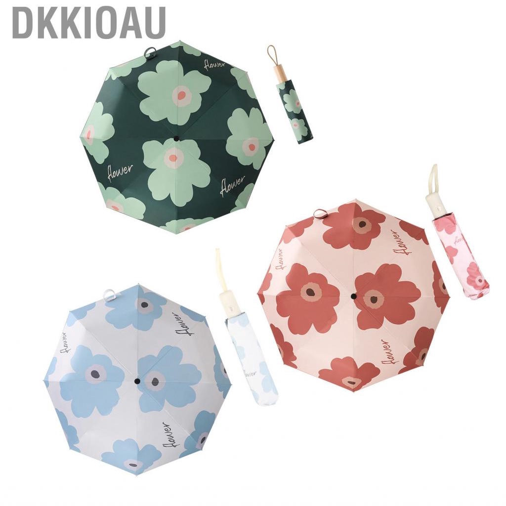 Dkkioau Folding Sun Umbrella  Foldable UV Protection Stable Polyester Fiber 1 Button Operate Rain Shine Dual Use for Working