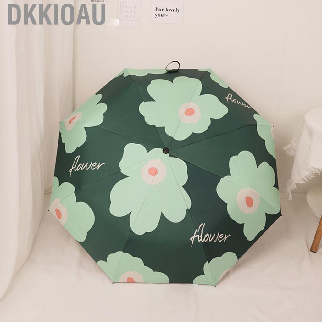Dkkioau Folding Sun Umbrella  Foldable UV Protection Stable Polyester Fiber 1 Button Operate Rain Shine Dual Use for Working