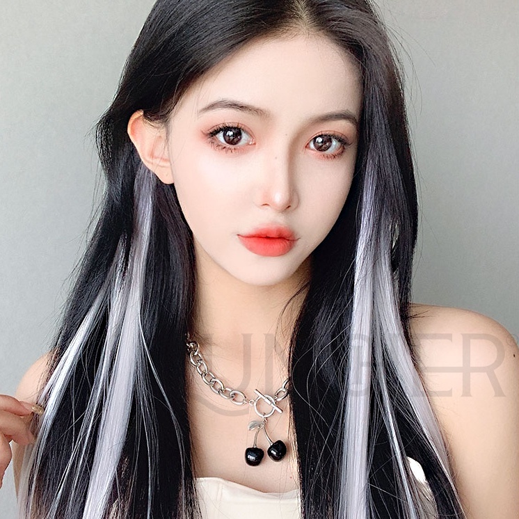Kẹp tóc giả highlight nối dải màu Gradient 60cm mềm đẹp phong cách Hàn Quốc