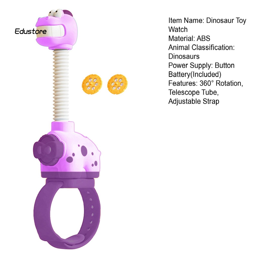 Đồng Hồ Dây Silicon Có Thể Điều Chỉnh 360° Đồng Hồ Xoay 360 Độ Hình Khủng Long Đáng Yêu° Ống Nhòm Xoay Tròn Giáo Dục Cho Bé Trai Và Bé Gái
